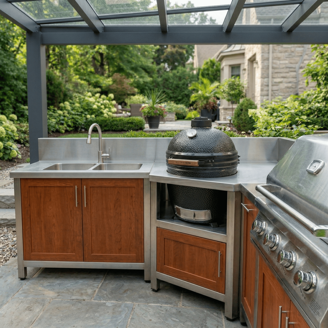 Customized Ceramic Kamado BBQ Grill Stainless Steel Outdoor Kitchen Easy Cleaning Backyard Outdoor Kitchen Set for Outside