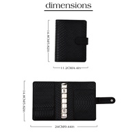 Reliure à anneaux en cuir de serpent Pop A7 pour planificateur quotidien, hebdomadaire et mensuel, pochettes pour cartes, pour le bureau et la famille, reliure à feuilles mobiles