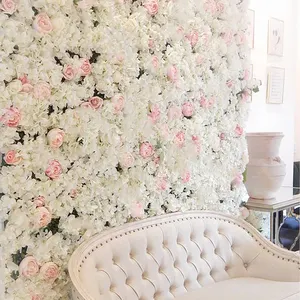 शादी की सजावट इनडोर सजावटी रेशम गुलाब फूल कृत्रिम पृष्ठभूमि फूल पुष्प दीवार पैनल रोल