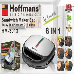 Kit de cuisson polyvalent Hoffmans 6 en 1, boîtier en acier inoxydable, gaufrier, grille-pain à sandwichs, appareil de cuisine électrique - Product Image 2