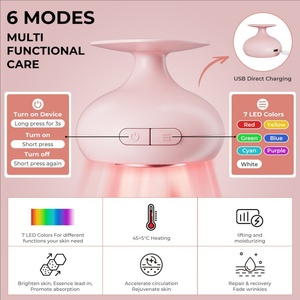 เครื่องนวดหน้าสำหรับใช้ในบ้าน 7 สี แสงบำบัดแบบพกพา เครื่องนวดคอเพื่อความงาม เครื่องนวดคอและมือ นำเข้าสารบำรุงผิวหน้า - Product Image 6