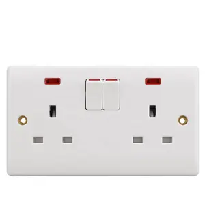 High quality UK standard double switched double socket outlet 250V 13A electric wall socket sockets and switches electrical