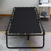 Cadre d'hôtel simple et pliable, lit en métal, confortable et de haute qualité, de couleur noir, à bas prix