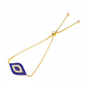 Turkish Eye Shape 925 <b>Silver</b> <b>Charm</b> Tennis Adjustable <b>Bracelet</b> Wholesale Handmade Sapphire Jewelry - Product Image 2