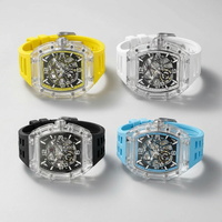 Montre mécanique tourbillon pour homme OEM avec cadran à aiguilles lumineuses, bracelet en silicone, mouvement japonais Miyota 8N24