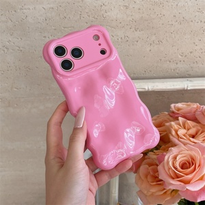 Funda Protectora de TPU Suave con Burbujas Onduladas 3D y Diseño de Meteorito para iPhone 11 12 13 14 15 16 17 Pro Max, Color Caramelo Brillante, Protección para la Cámara - Product Image 4