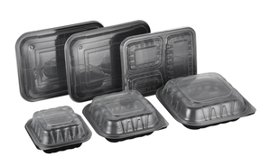 PP Plastic 4 Compartment Lunch Box,Black colour <b>Microwave</b> Safe Bento Container Heatable Food Storage Tray with <b>Lid</b> - Product Image 3