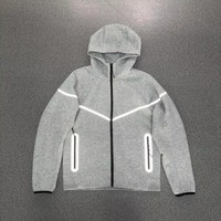 Nouvelle veste à capuche en tricot avec logo personnalisé pour le sport, imprimée en 3D, veste zippée en coton réfléchissant pour homme, hiver