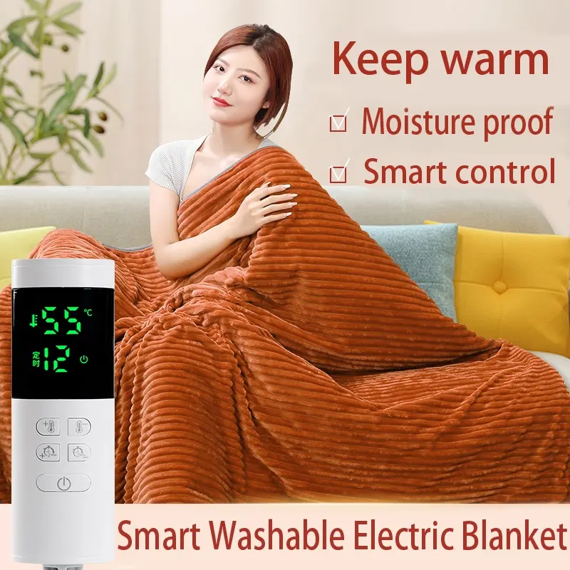 Heated Throw Blanket Electric White OEM Power Controller Living Room Adjustable Bedroom 220V Winter Bed Warmer Washable