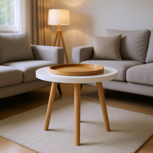 Mesa de Centro Redonda para Sala de Estar Db Living Room Furniture con Bandeja de Madera, Diseño Escandinavo Moderno para el Hogar - Product Image 2