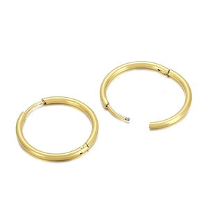 Boucles d'oreilles créoles minimalistes en acier inoxydable, grands cercles classiques, bijoux, fabrication OEM/ODM - Product Image 1