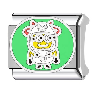 Stocked Stainless Steel Detachable Italian Module Bracelet <b>Men</b> and Women Minion Pattern Splicing DIY Bracelet Jewelry Gift - Product Image 5