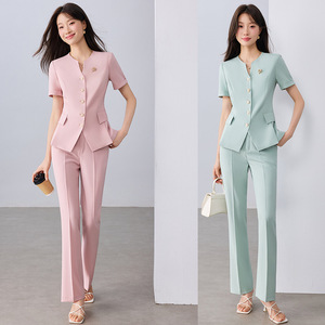 Women's Lightweight Summer Suit Set Short Sleeve Breathable Worsted Office Lady Commuting <b>Work</b> Wear - Product Image 1