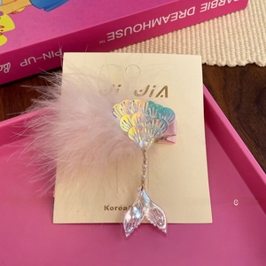 Pince à cheveux <span class=keywords><strong>queue</strong></span> <span class=keywords><strong>de</strong></span> <span class=keywords><strong>sirène</strong></span> en plumes pour enfants, accessoire capillaire coquillage rêveur pour <span class=keywords><strong>fille</strong></span> - Product Image 6
