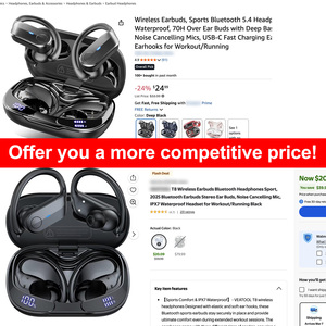 หูฟั<span class=keywords><strong>ง</strong></span>บลูทูธแบบเกี่ยวหู CE FCC Rohs T8 รอ<span class=keywords><strong>ง</strong></span>รับ ODM/OEM เสีย<span class=keywords><strong>ง</strong></span>เบสหนัก ตัดเสียงรบกวน ไมโครโฟนในตัว เหมาะสำหรับออกกำลั<span class=keywords><strong>ง</strong></span>กาย มาตรฐานกันน้ำ IPX7 หูฟั<span class=keywords><strong>ง</strong></span>ไร้สาย - Product Image 2