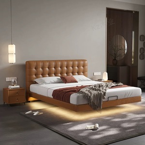 Phòng ngủ chính có giường Waffle Retro làm bằng gỗ cứng theo phong cách hiện đại và đơn giản, với phong cách mềm mại và Thời Trung Cổ - Product Image 5