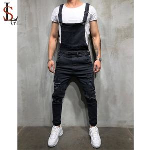 New Arrival Wholesale <b>Mens</b> Streetwear Ripped Jeans <b>Overalls</b> Fashion <b>Mens</b> Full Length Slim Fit <b>Denim</b> Jumpsuit - Product Image 1