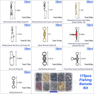 Kit de 175 Émerillons de <span class=keywords><strong>Pêche</strong></span> <span class=keywords><strong>à</strong></span> Roulement <span class=keywords><strong>à</strong></span> Billes, Émerillons <span class=keywords><strong>à</strong></span> Trois Voies, Accessoires de Connecteurs de Ligne de <span class=keywords><strong>Pêche</strong></span>, Boîte <span class=keywords><strong>à</strong></span> <span class=keywords><strong>Pêche</strong></span> - Product Image 2