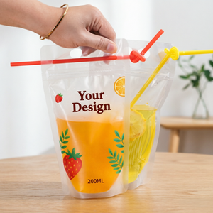 Sac Ziplock Transparent en PE à Poignée, Idéal pour Boissons de Fête, avec <span class=keywords><strong>Paille</strong></span>, pour Aliments, Café, Lait Liquide, Jus - Grande <span class=keywords><strong>Vente</strong></span> - Product Image 2