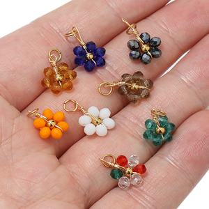 20 adet paslanmaz çelik kristal cam çiçek moda küçük Charms kolye DIY takı bulgular kolye bilezik malzemeleri - Product Image 6