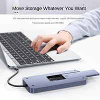 Station d'accueil multiport Type C gris sidéral 12-en-1 avec boîtier en aluminium, boîtier pour SSD M.2, DP, RJ45, PD, SD, TF, Audio, câble USB-C vers USB-C E-Mark de 0,5 m
