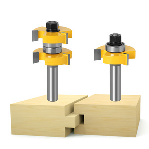 2 piezas Fresa en T de 3T con vástago de 1/2 pulgada de acero de alta velocidad para carpintería y puertas de gabinetes - Product Image 1