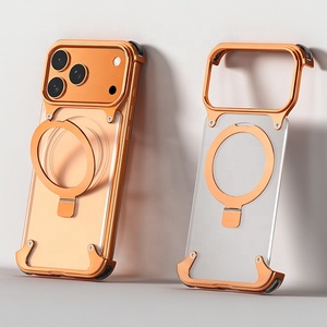 Étui de téléphone magnétique sans cadre en métal <span class=keywords><strong>pour</strong></span> iPhone 16 17 Pro Max avec dissipation thermique et béquille, avec cadre en alliage d'aluminium - Product Image 1
