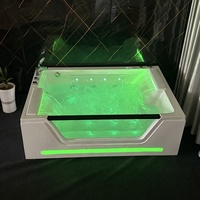Nouvelle baignoire à hydromassage portable en acrylique blanc avec lumière LED, avec drain, massage à air pour 2 personnes, suite de salle de bain d'hôtel