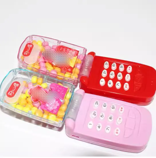 Wholesale candy toy music cell phone with light novelty plastic toy candy good for girl