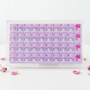 Fichas de Mahjong Americanas de Acrílico con Diseño de Dibujos Animados de París en Color Morado - Product Image 1