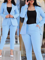 Nouvel ensemble deux pièces décontracté pour femme, taille cintrée, double boutonnage, couleur unie, coupe ajustée, idéal pour le bureau