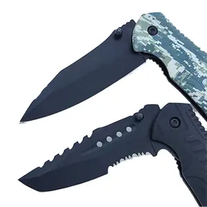Stainless Steel Tactical Camo Handle Pocket Folding Knife For Camping Outdoor Survival And EDC Customizable OEM Supported