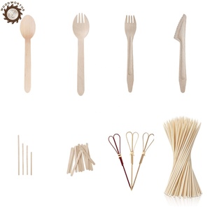 Hot bán nhà máy bán hàng trực tiếp bền phân hủy sinh học birchwood Gậy 30cm barbeque xiên cho cắm trại ngoài trời BBQ - Product Image 3