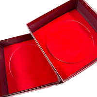 Boîte cadeau de luxe personnalisée avec logo, insert rond en EVA, emballage en carton rouge premium pour bague, collier, boucles d'oreilles