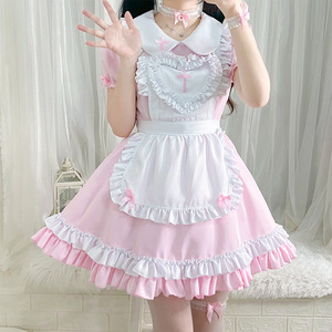 Tenue de demoiselle d'honneur d'anime japonais, robe rose et blanche avec tablier, costume de cosplay, uniforme de jeu de rôle, tailles S à 5XL - Product Image 2