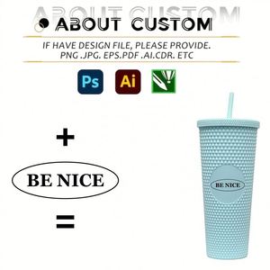 Vaso de Agua Reutilizable de Plástico con Logotipo Personalizado, 24oz, Doble Pared, con Pedrería, para Gimnasio, Viajes, Escuela, Oficina - Product Image 3