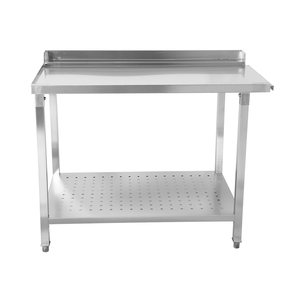 Mesa de salida de acero inoxidable con protector contra salpicaduras y estante inferior para sistemas de lavado de platos - Product Image 2