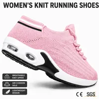 Chaussures en tricot personnalisées OEM pour femmes, respirantes, absorbant les chocs, à enfiler, toutes saisons, légères, avec coussinets, vente en gros, logo d'usine