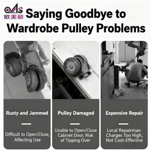 Roulette de porte coulissante en nylon à faible bruit pour armoire, facile à installer, roue convexe en fer noir de 1 mm - Product Image 5