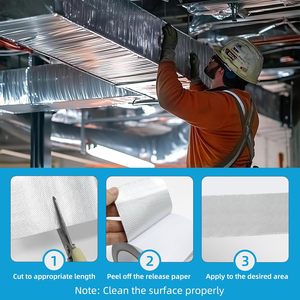 Ruban adhésif en aluminium et fibre de verre, ruban d'isolation renforcé résistant à la chaleur pour l'étanchéité des conduits, la protection thermique, la barrière contre les vapeurs - Product Image 5
