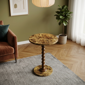 <b>Rustic</b> Round <b>Wood</b> Coffee <b>Table</b> Handmade Antique Style Living Room Furniture - Product Image 3
