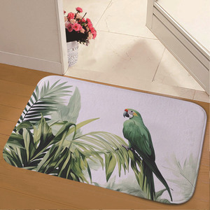 Tapis de bain rectangulaire antidérapant avec imprimé perroquet et feuilles tropicales, pour la salle de bain et l'entrée de la maison - Product Image 1