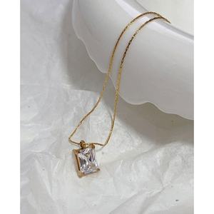 Collier tendance anti-ternissement en or 18 carats, véritable acier inoxydable, bijoux fins, colliers pull en zircon émeraude pour femmes - Product Image 6