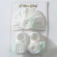 Ensemble de chaussettes et bonnet pour nouveau-né en coton, chaussettes pour bébé fille, couleur unie, chaussettes à fleurs pour bébé