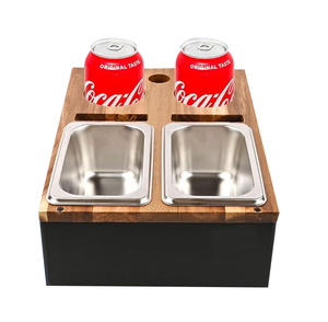 Acacia Houten Draagbare Afneembare Sofa Snack Couch Drankjes Opbergbak Caddy Tray Box Bekerhouder - Product Image 3
