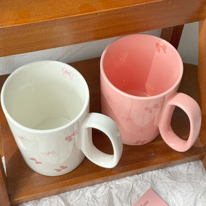 <b>Large</b> Capacity Vintage Butterfly Porcelain Ceramic <b>Mug</b> White Pink Food Safe Dishwasher Safe Reusable Business Gifts Customizable - Product Image 2