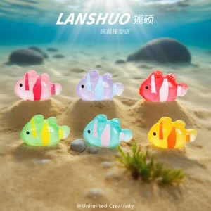 Llavero de resina con forma de pez Lanshuo, brilla en la oscuridad, conjunto de joyería DIY con forma de animal para manualidades, arte coleccionable - Product Image 2