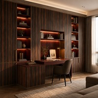 Meubles de bureau et de salle d'étude modernes en bois sur mesure avec bureau, rangements et bibliothèque – Options de disposition et de finition personnalisées