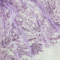 LS138 Tissu de luxe en dentelle perlée Paillettes scintillantes Filet doré Motif de plantes Broderie Tulle Tissus de dentelle pour robe de mariée