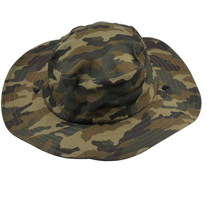 Sombrero Boonie de ala ancha personalizado de alta calidad al por mayor, Parche de goma con logotipo, protección UV, sombrero de pescador con cuerda - Product Image 1